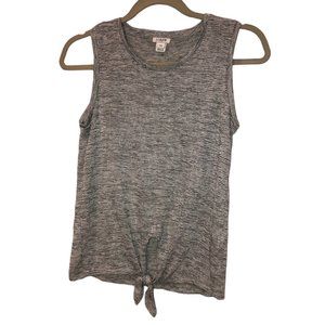 j. crew gray knit weave striped tie front muscle t shirt top XXS